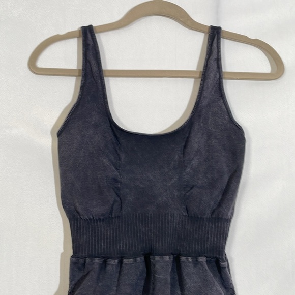 Free People Movement Onsie Size XS Washed Black Biker Short EUC - Picture 2 of 9